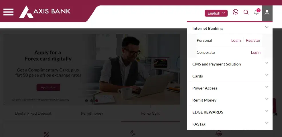 Axis Bank Credit Card Net Banking